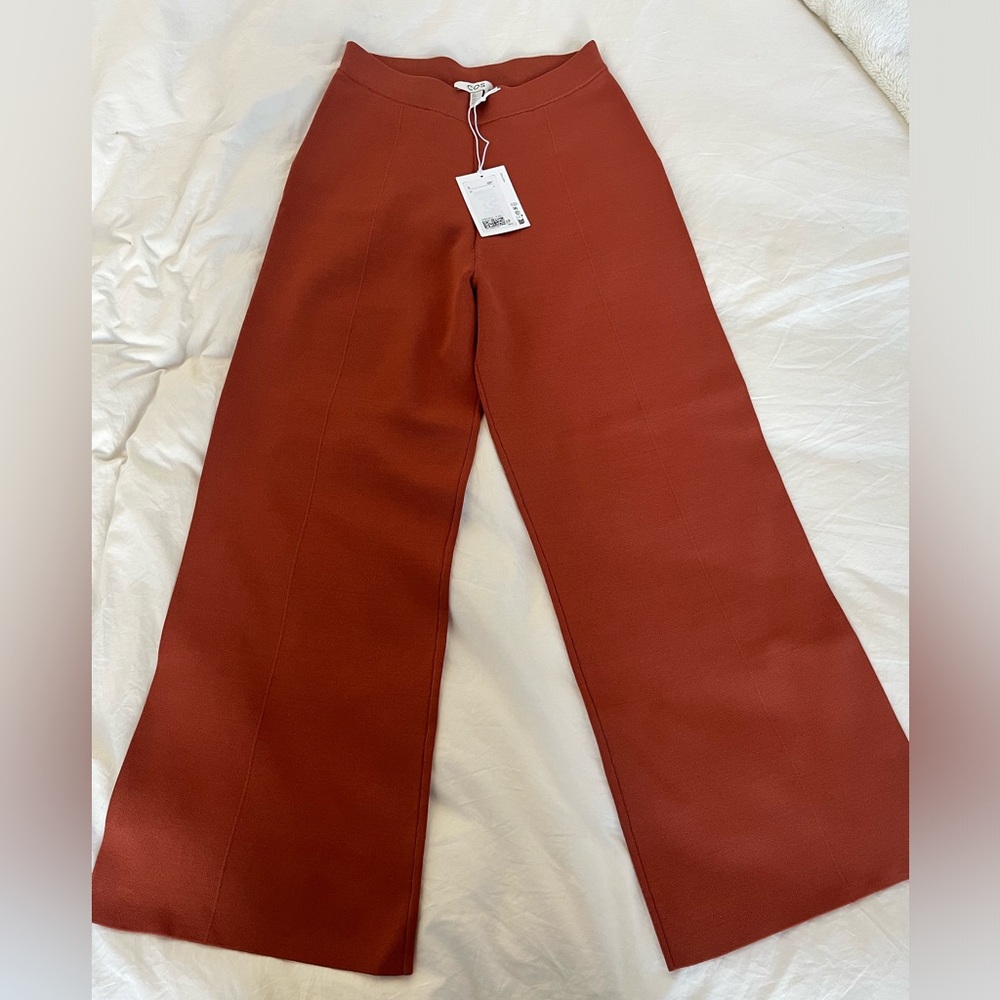 COS double faced knit trousers dark orange small